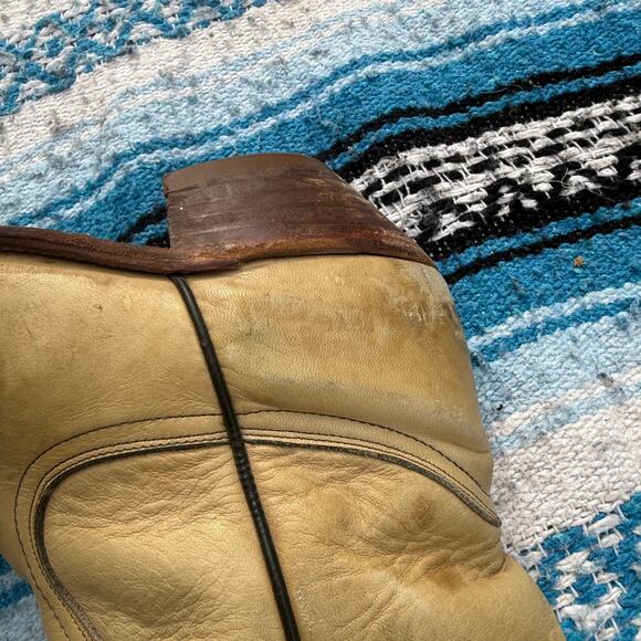 Men\'s Vintage 1970\'s Frye Cream Tan Leather Western #2304 Cowboy Boots Sz 10D main image 5